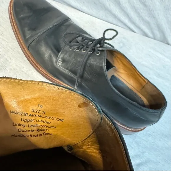 BLAKE MCKAY Cap-toe lace-up leather dress shoes, Size 11, GUC