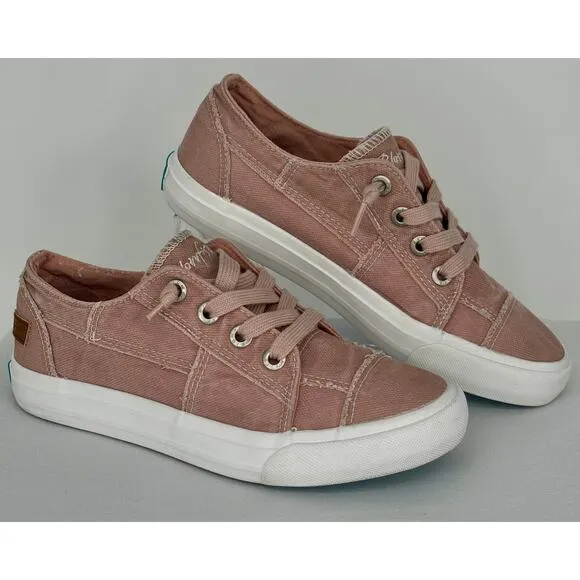 Blowfish Women Mailbu Maxine Slip on Sneakers 7.5 Pink Canvas Lace-Up Beachy