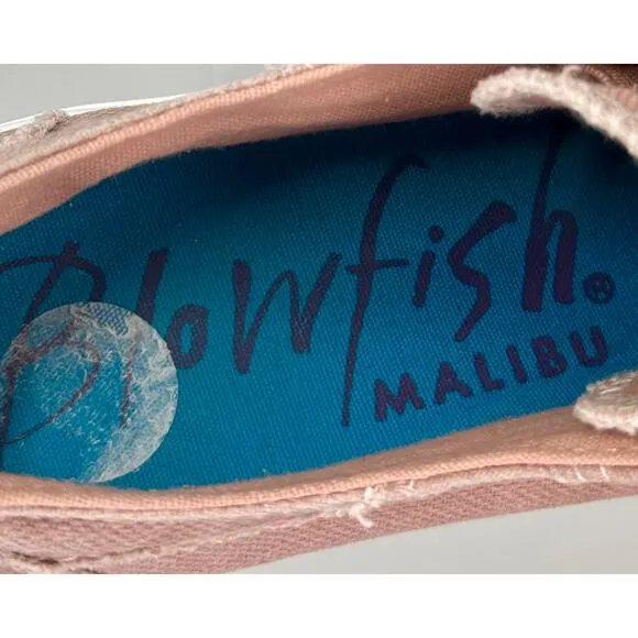 Blowfish Women Mailbu Maxine Slip on Sneakers 7.5 Pink Canvas Lace-Up Beachy