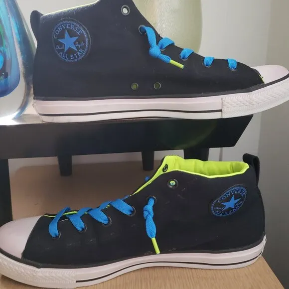 BNWoT CTAS City Street Black Volt Yellow Lime mid top kicks (12M: 14W)
