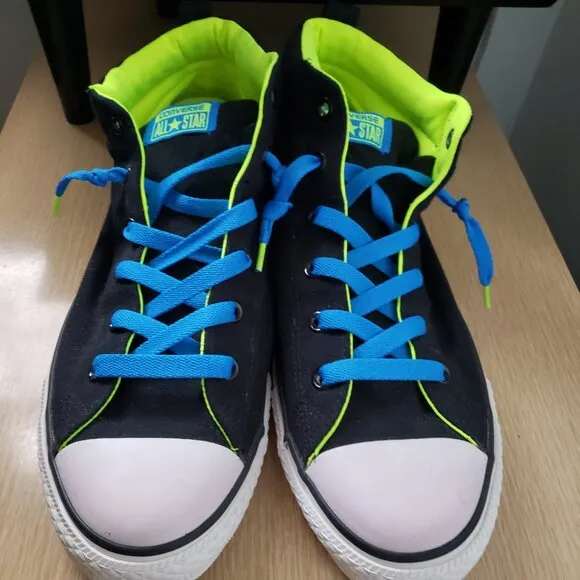 BNWoT CTAS City Street Black Volt Yellow Lime mid top kicks (12M: 14W)