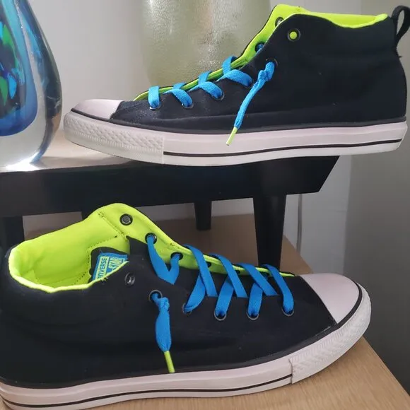 BNWoT CTAS City Street Black Volt Yellow Lime mid top kicks (12M: 14W)