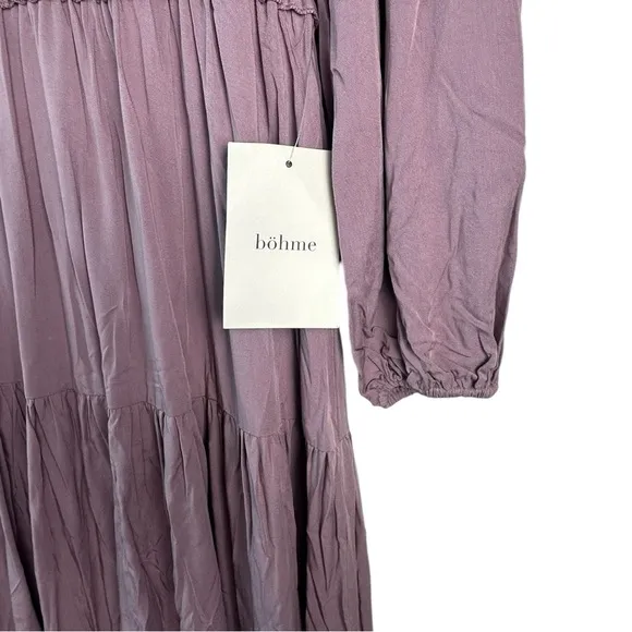 Bohme Solid Boho Style Maxi Dress Lavender Small NWT