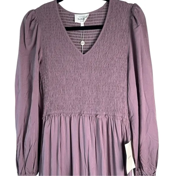 Bohme Solid Boho Style Maxi Dress Lavender Small NWT