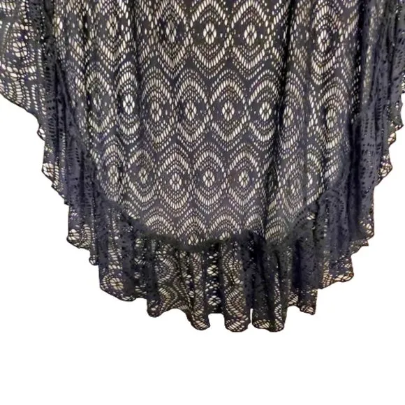 Boho Layered Fishnet High/Low Maxi Skirt. One Size