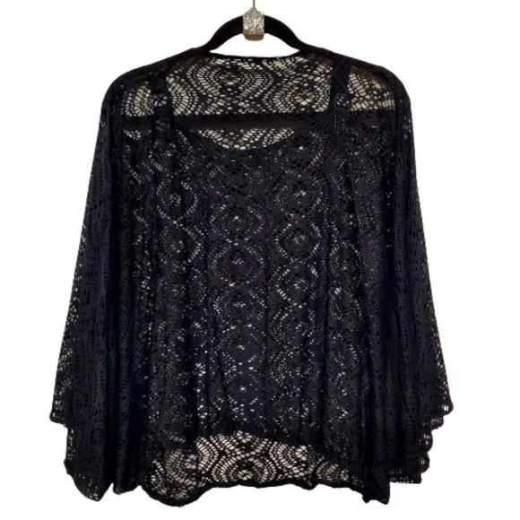 Boho Layered Fishnet High/Low Maxi Skirt. One Size