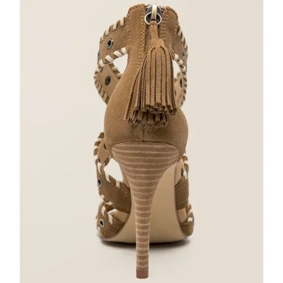 Boho Leather Tassels High Heel Sandal