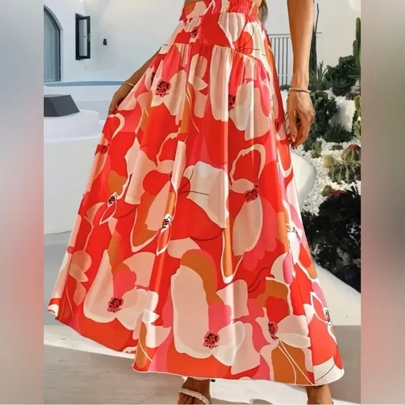 Boho Passion Floral Print High Waist Skirt, Casual Skirt