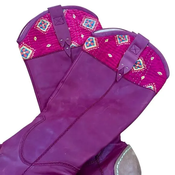 Boho Terra Plana Lagenlook Soft Surroundings Leather Western Boots - Purple, 7
