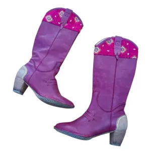 Boho Terra Plana Lagenlook Soft Surroundings Leather Western Boots - Purple, 7