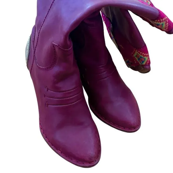 Boho Terra Plana Lagenlook Soft Surroundings Leather Western Boots - Purple, 7