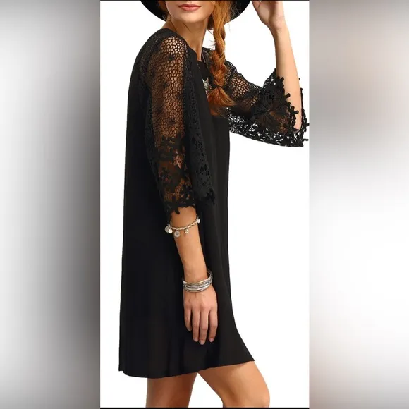 Boho Tunic Dress, Casual Crewneck Half Sleeve, NEW, Women’s Size Large