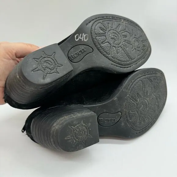 Born Antonia Black Suede D'Orsay Heeled Shooties Size 6