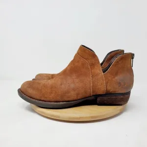 Born Boots Womens 8 Brown Suede Western Bootie Boho Low Ankle Shari Zip Shoes