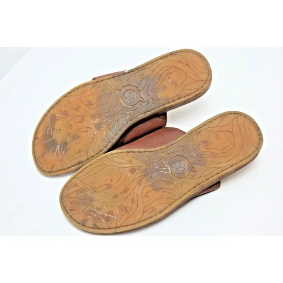 Born Hinti Slides Womens Size 8M Brown Sandal Slides Slip On Toe Loop Flats