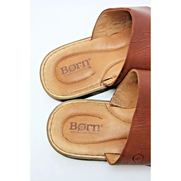 Born Hinti Slides Womens Size 8M Brown Sandal Slides Slip On Toe Loop Flats