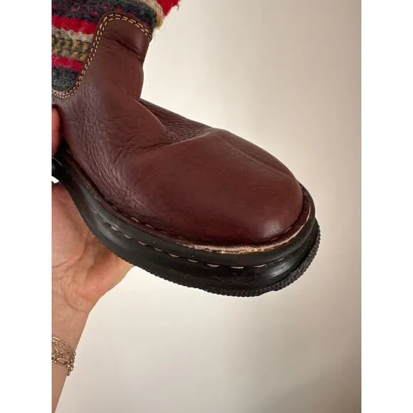 BORN Leather Wool Aztec Tapestry Western Print Boho Boots. 36