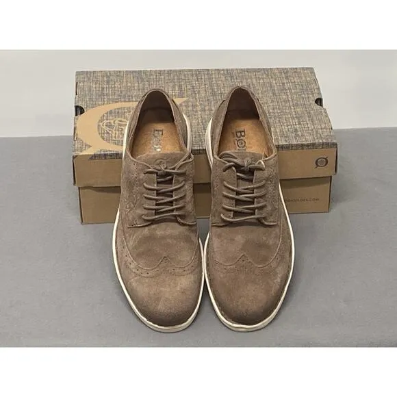 Born Men’s Luke Wingtip Oxford Shoes Size 9 Distressed Suede Leather Taupe