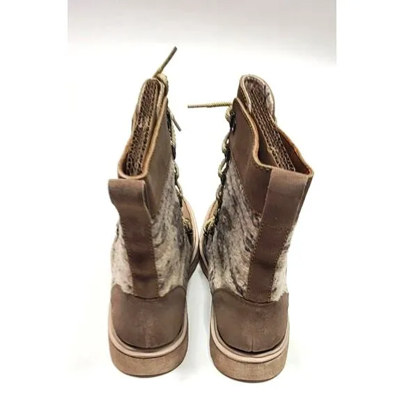 Born Oriana taupe birch fabric combo boots women's size 7.5