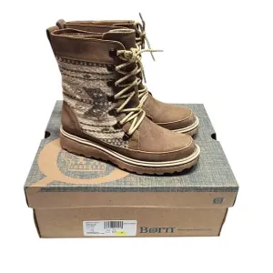 Born Oriana taupe birch fabric combo boots women's size 7.5