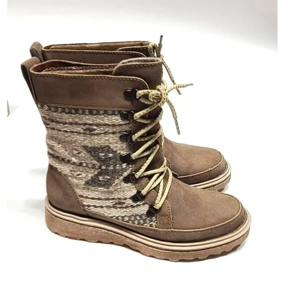 Born Oriana taupe birch fabric combo boots women's size 7.5