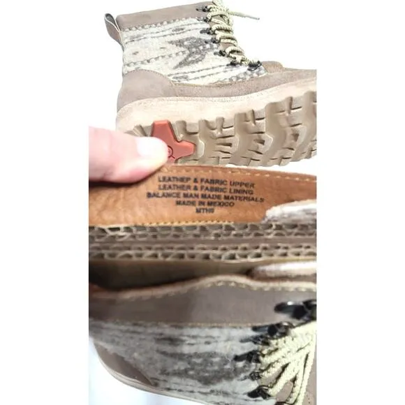 Born Oriana taupe birch fabric combo boots women's size 7.5