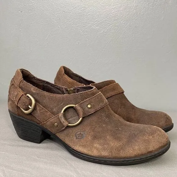 Born Size 9.5 Distressed Brown Harness Low Top Boots Western Cowgirl Boho Grunge