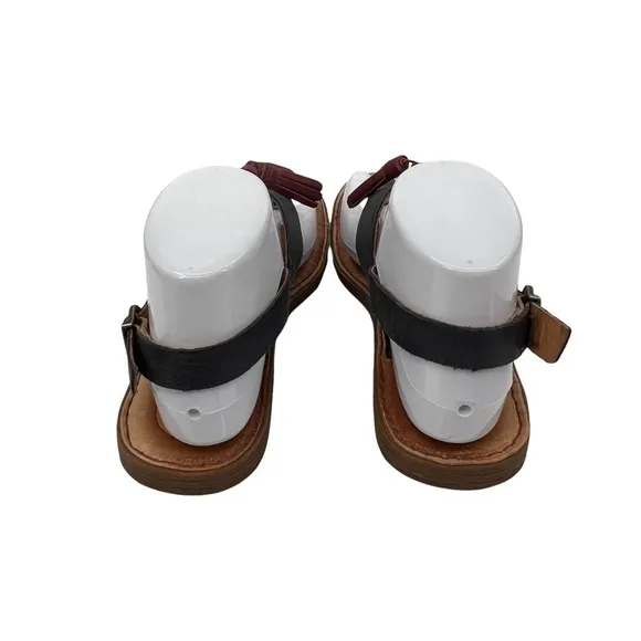 Born St Joe Boho Blue Red Tassel Leather Sandals Size 7 Women's