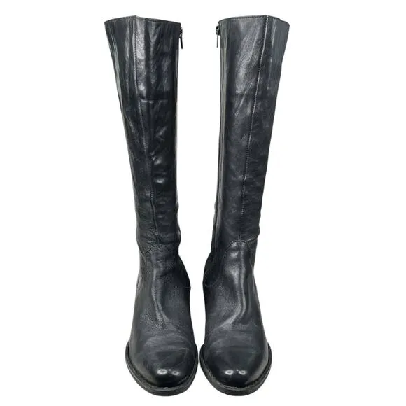 Born Women’s Black Leather Side Zip Riding Boot Size US 8.5