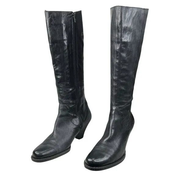 Born Women’s Black Leather Side Zip Riding Boot Size US 8.5