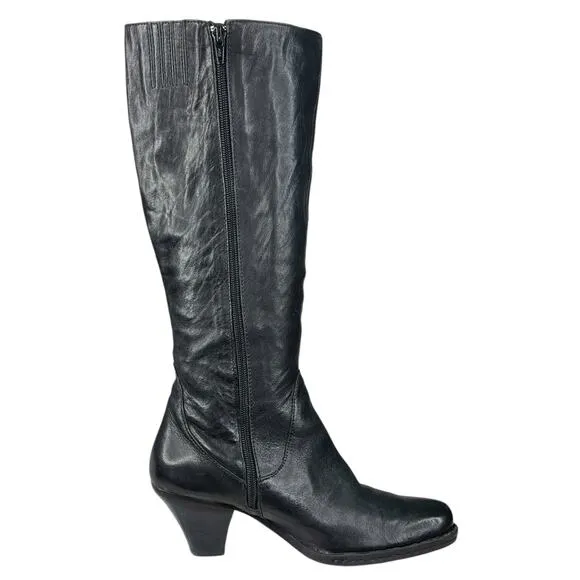 Born Women’s Black Leather Side Zip Riding Boot Size US 8.5