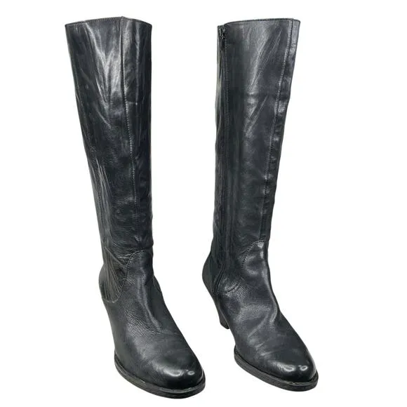 Born Women’s Black Leather Side Zip Riding Boot Size US 8.5