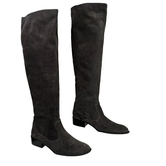 Born Women's Over the Knee Boot Crown Cady 2 SZ 7.5 Grey Suede Relaxed Slouchy