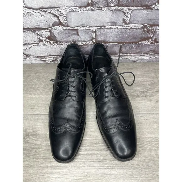 Boss Hugo Boss Black Leather Wingtip Oxfords Dress Shoes Men's Sz 12M US/45EU