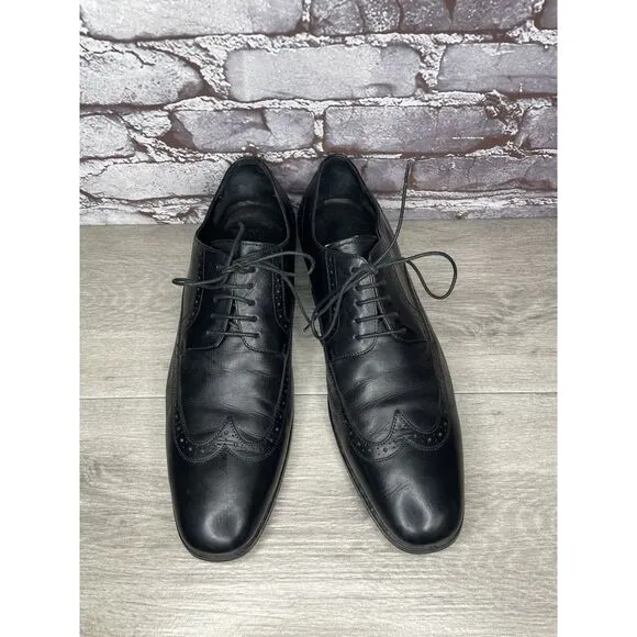 Boss Hugo Boss Black Leather Wingtip Oxfords Dress Shoes Men's Sz 12M US/45EU