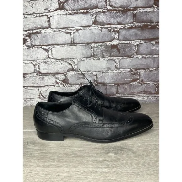 Boss Hugo Boss Black Leather Wingtip Oxfords Dress Shoes Men's Sz 12M US/45EU