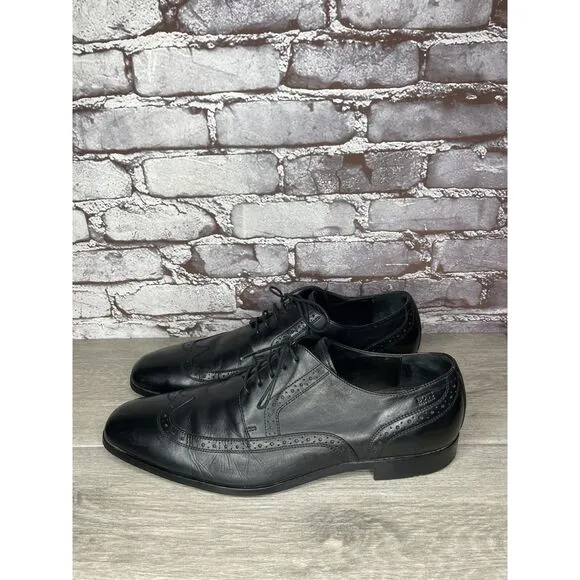 Boss Hugo Boss Black Leather Wingtip Oxfords Dress Shoes Men's Sz 12M US/45EU