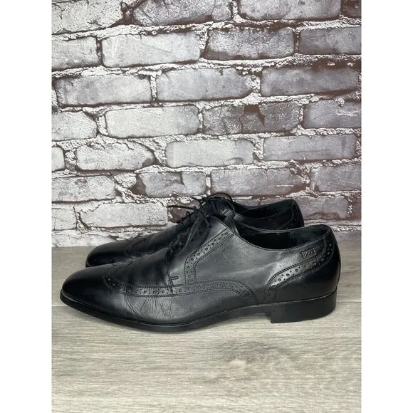 Boss Hugo Boss Black Leather Wingtip Oxfords Dress Shoes Men's Sz 12M US/45EU