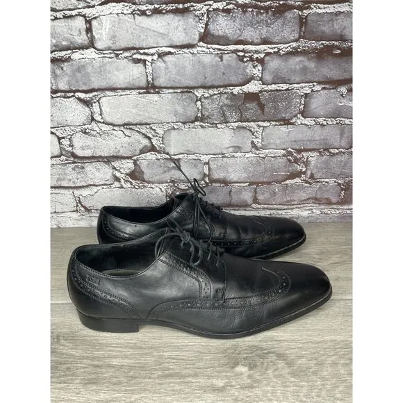 Boss Hugo Boss Black Leather Wingtip Oxfords Dress Shoes Men's Sz 12M US/45EU