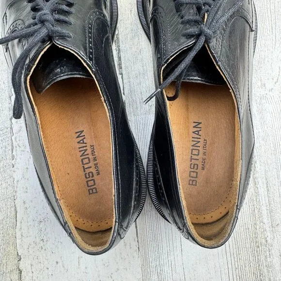 Bostonian Florentine Dress Shoes Men's 9M Black Leather Cap Toe Italy