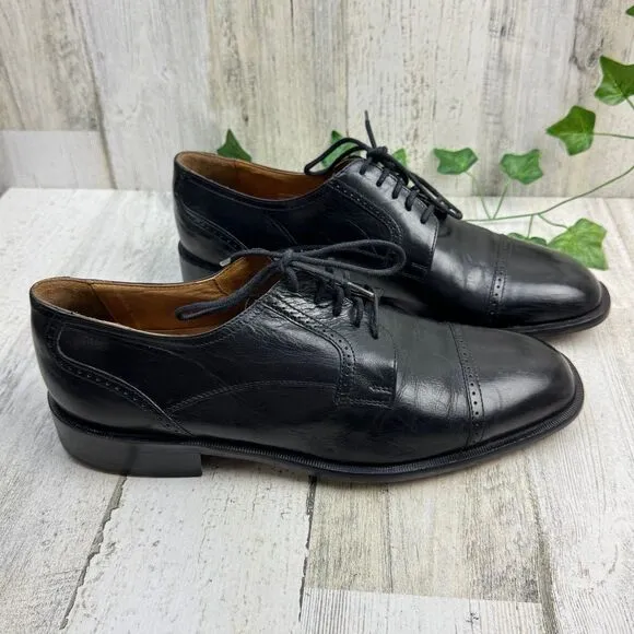 Bostonian Florentine Dress Shoes Men's 9M Black Leather Cap Toe Italy