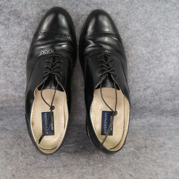 Bostonian Shoes Mens 10 Oxford Cap Toe Brogue Impression USA Leather Black Dress