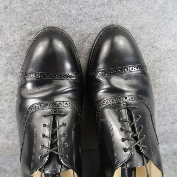 Bostonian Shoes Mens 10 Oxford Cap Toe Brogue Impression USA Leather Black Dress