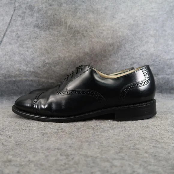 Bostonian Shoes Mens 10 Oxford Cap Toe Brogue Impression USA Leather Black Dress