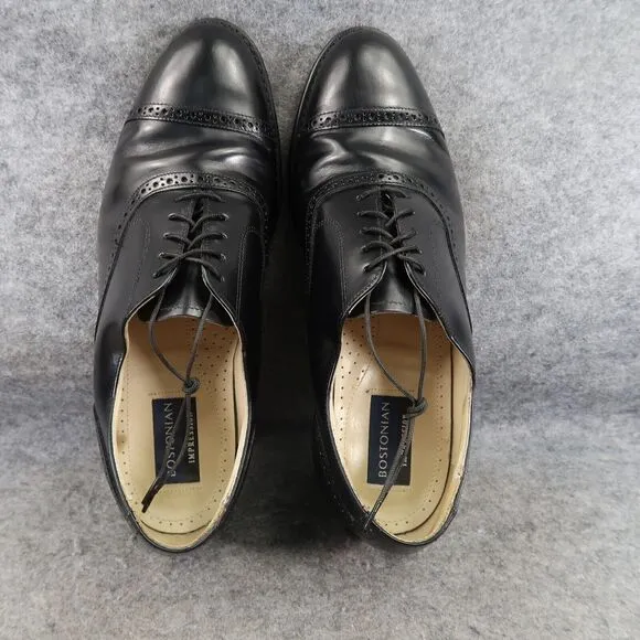 Bostonian Shoes Mens 10 Oxford Cap Toe Brogue Impression USA Leather Black Dress