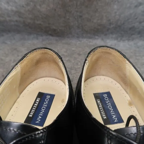 Bostonian Shoes Mens 10 Oxford Cap Toe Brogue Impression USA Leather Black Dress