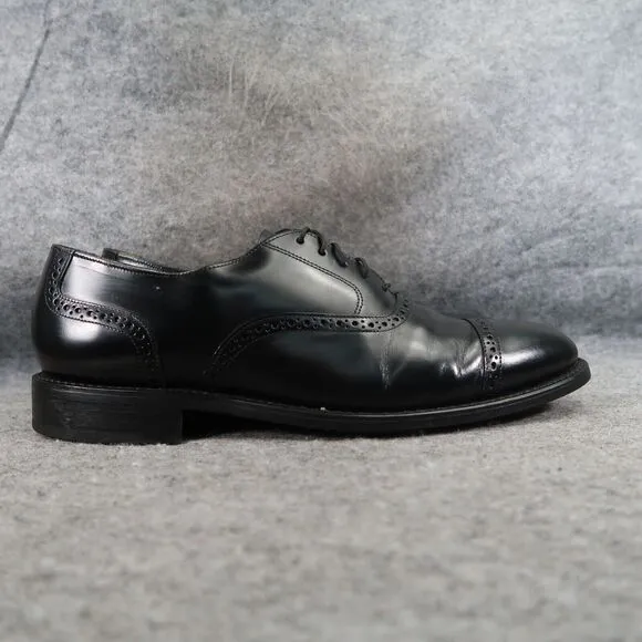 Bostonian Shoes Mens 10 Oxford Cap Toe Brogue Impression USA Leather Black Dress