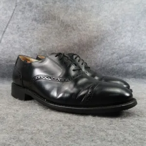 Bostonian Shoes Mens 10 Oxford Cap Toe Brogue Impression USA Leather Black Dress