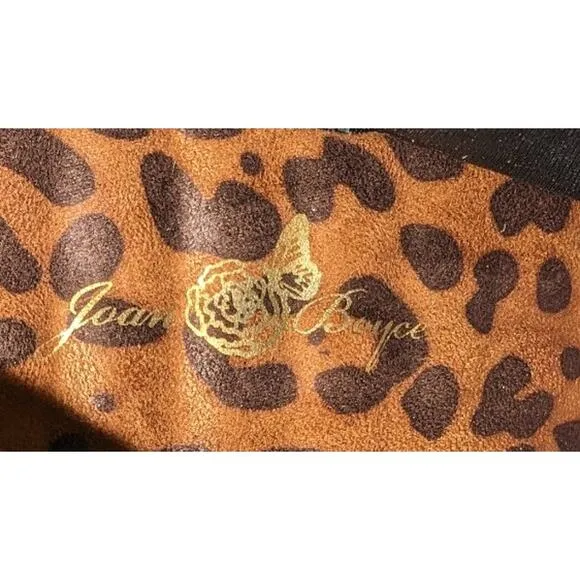 Brand New Joan Boyce Animal Print Mid-Calf Rhinestone Mirrored Heel Boots 7.5