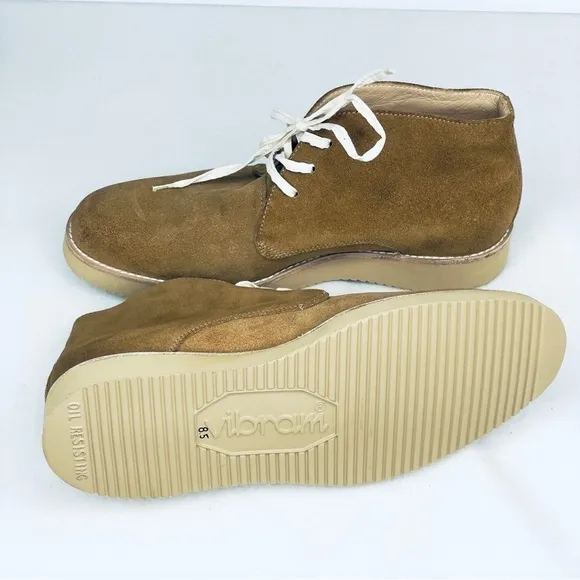 BRAND NEW VIBRAN brown suede casual lace up shoes men's 8.5 brown